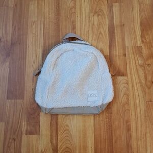 DSW Cream Sherpa Backpack with Tan Details